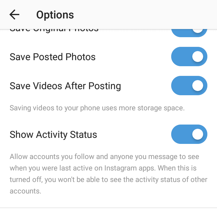 hide Instagram activity status