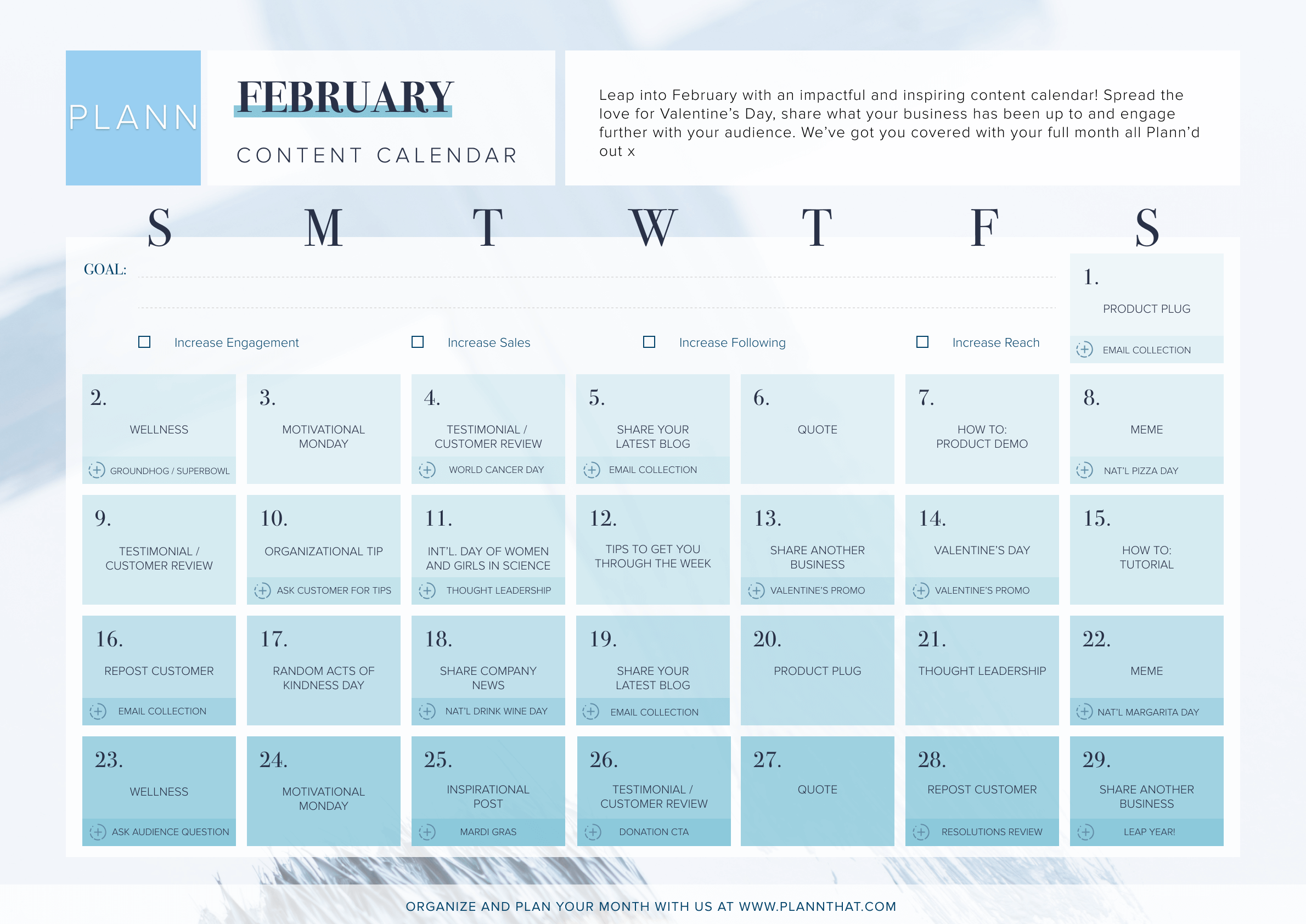 New! February Content Calendar – Plann