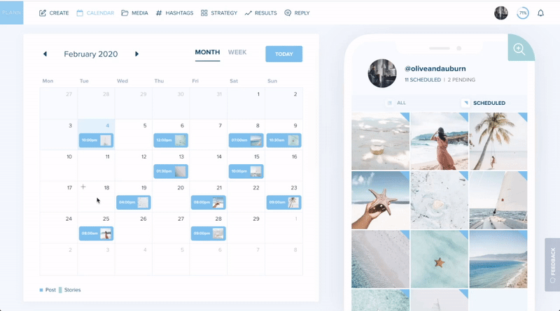 Animation of Calendar view on Plann App