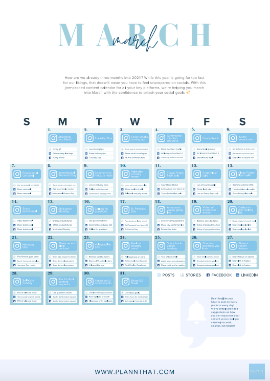 march content calendar