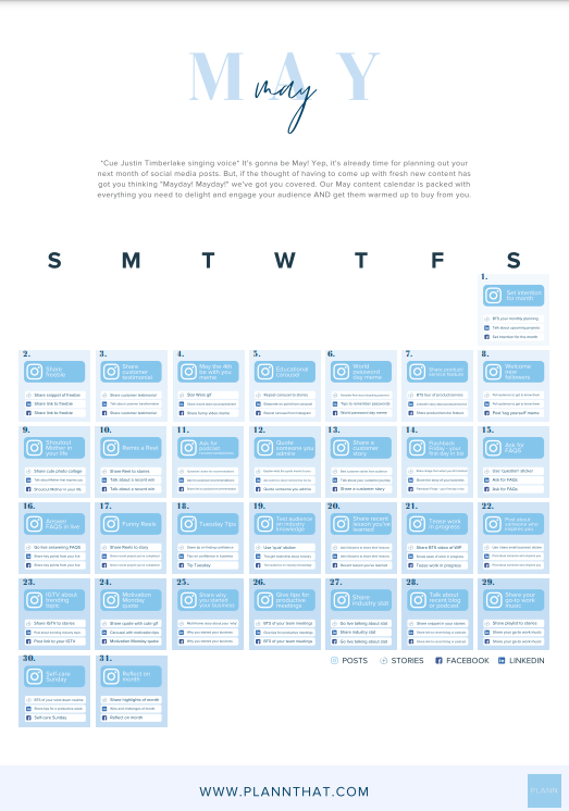 may content calendar