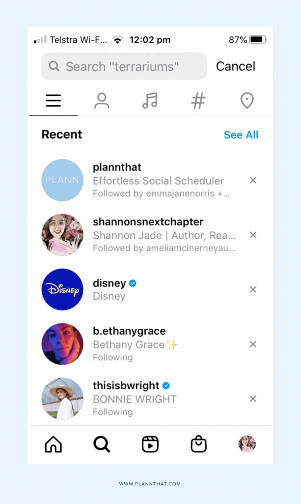 Instagram Search Function