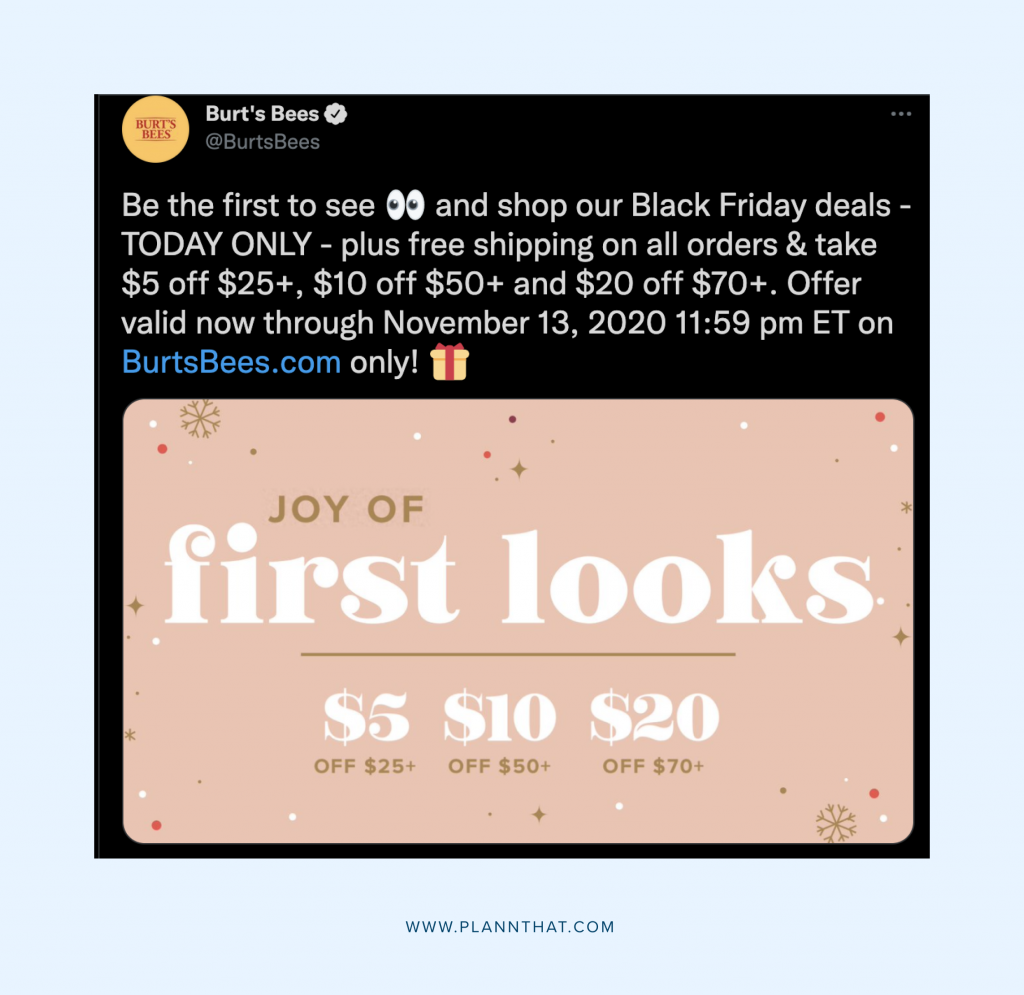 Black Friday Facebook Burts Bee’s