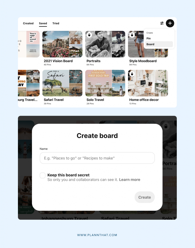 Pinterest Create Boards Business