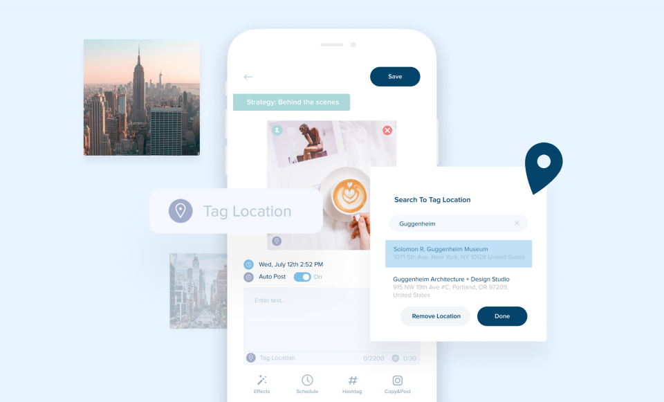 Location tagging on desktop Plann