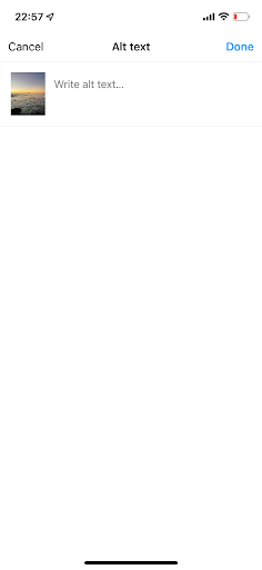 Write your alt text and tap on "Done" to save it.