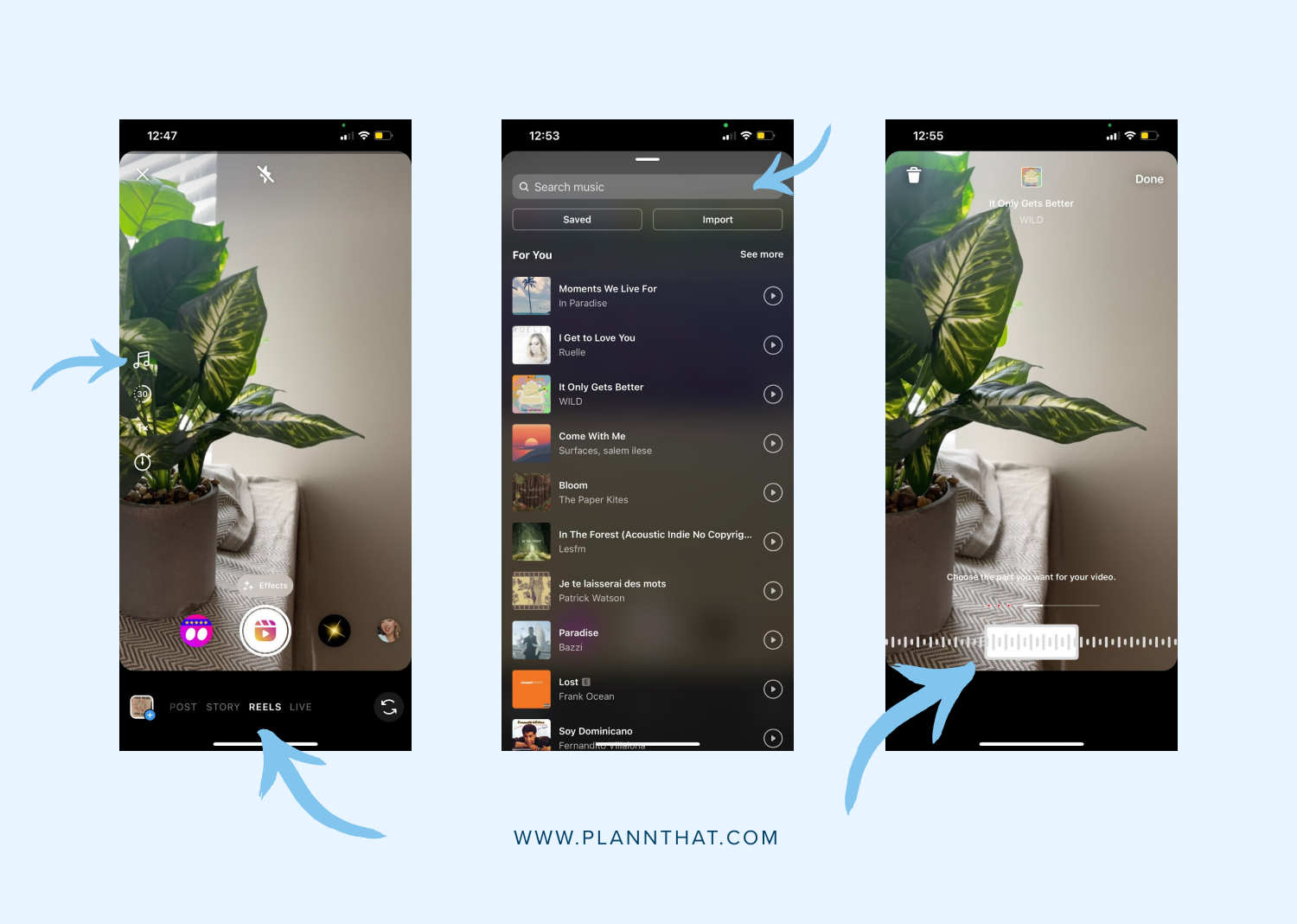 Create an Instagram Reel Step 1 and 2