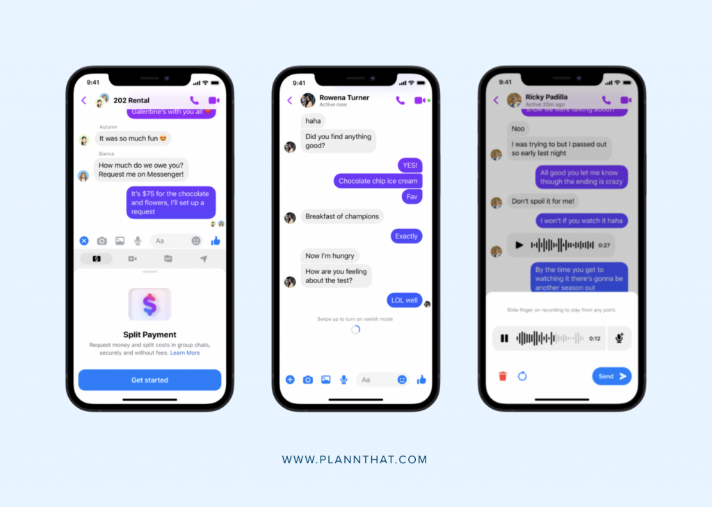 Split Payments Voice Messages and Vanishing Messages