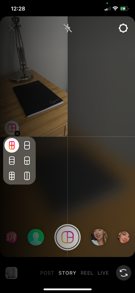 Tap the "Change Grid" icon to select your layout type.