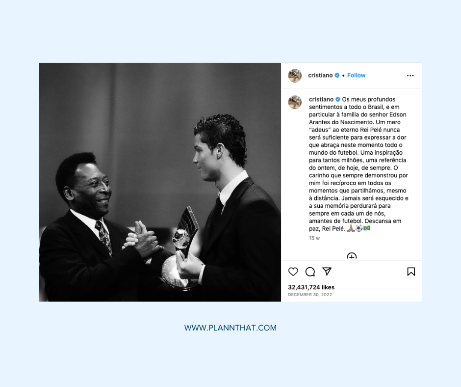 Ronaldo pays respects to Pelè