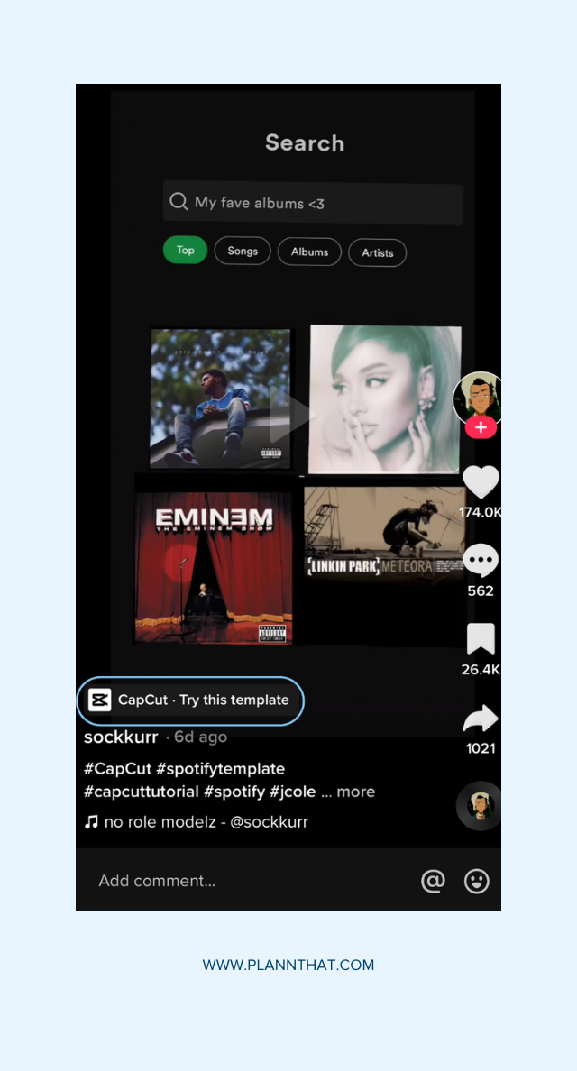 Finding CapCut templates through TikTok