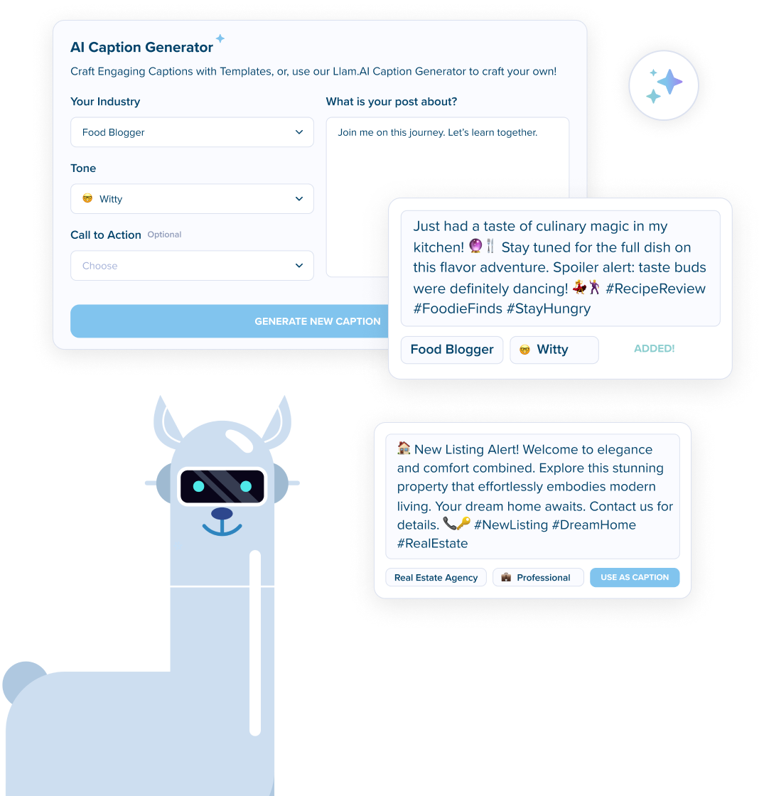 Generate Captions + Content For All Of Your Social Media Platforms