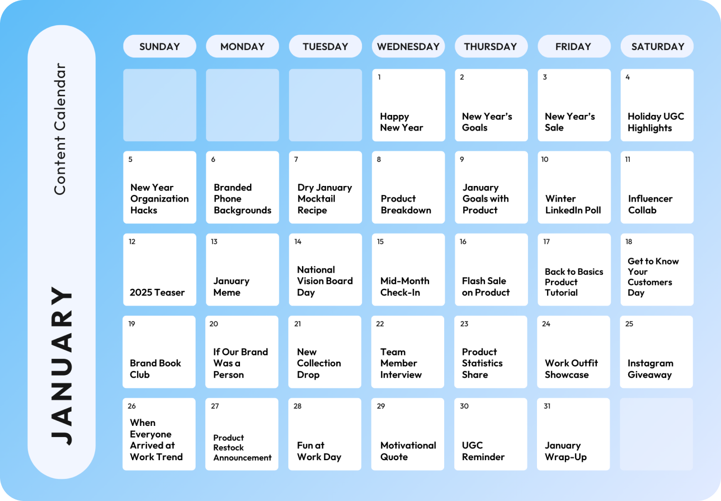 Your January 2025 Social Media Planner – Plann by Linktree
