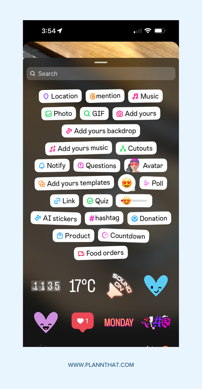 Screenshots showing the process of adding music to Instagram Stories. 