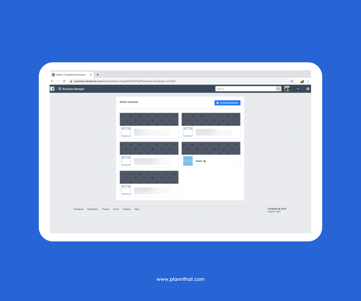 The Facebook Business Manager allows you to create a new account.